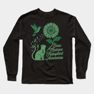 Sunflower Bone Marrow transplant Awareness Green Ribbon Long Sleeve T-Shirt